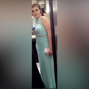 Aqua blue long prom dress. Has only been used once